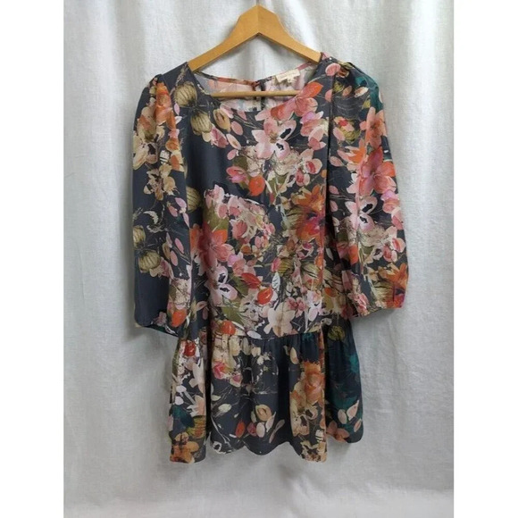 Meadow Rue floral print long mini rayon dress w/ pockets, women's size 2 A10 - Picture 1 of 10